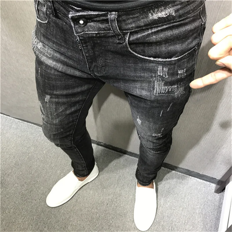 

Silm Style Mens Fashion Desinger Jeans Pencil Pants Summer Spring Hip Hop Homme Clothing