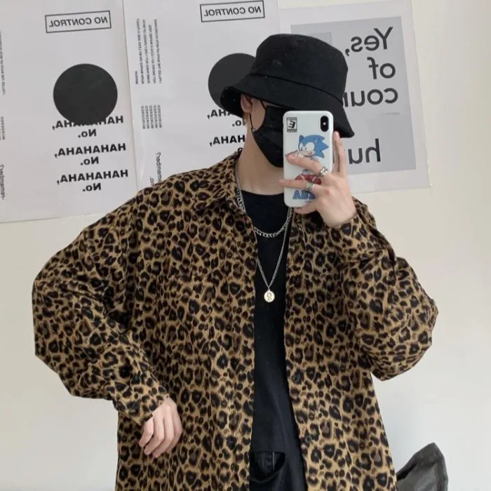 Leopard Blouses Male Hawaiian Shirt Men Japanese Kimono Cardigan Harajuku Japanese Streetwear Clothing Cool Blouse Male Shirt leopard blouses male hawaiian shirt men japanese kimono cardigan harajuku japanese streetwear clothing cool blouse male shirt