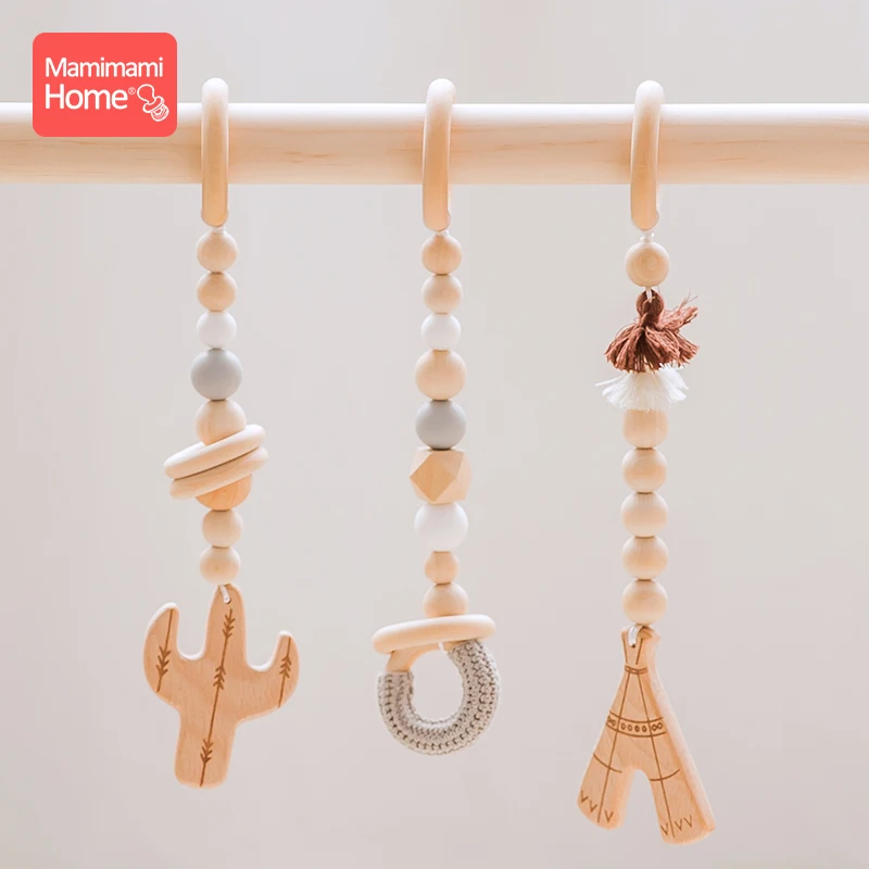 Mamihome 3 шт./компл., детский деревянный прорезыватель, цепочка для спортзала, игровой кактус, подвеска, деревянная заготовка, вязание крючком, кольцо-вытяжное кольцо, детская игрушка godds