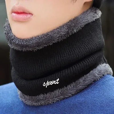 Брендовая зимняя шапка, шарф вязанные шапочки Skullies Beanies для мужчин женщин Gorras Beanies мужские зимние шерстяные маска фасоль Мужская кепка - Цвет: scarf black