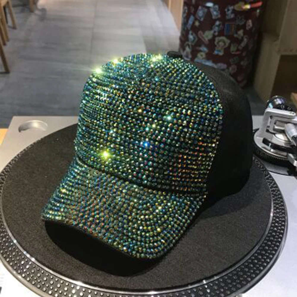 Женская Мужская бейсболка, шляпа, летняя, со стразами, Snapback, хип-хоп, с жемчугом, регулируемая, роскошная, солнцезащитная, Спортивная, с блестками для Traxxas TRX4 - Цвет: Зеленый