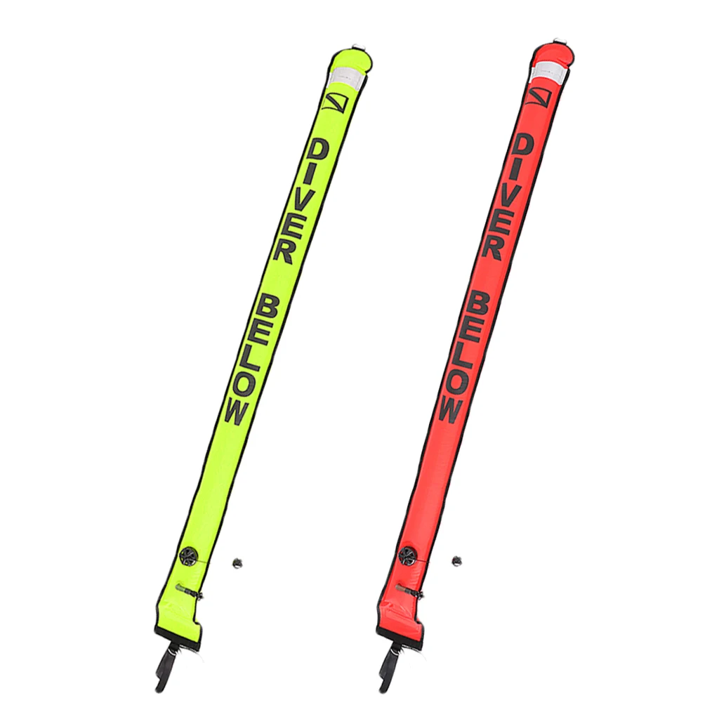

Lot 2 Diver Below Signal Tube, Scuba Diving SMB Surface Marker Buoy & Standard Oral Inflator, 180 x 15cm