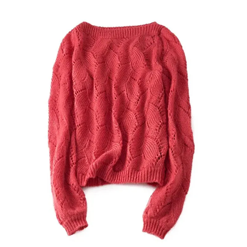 Новогодний Женский пуловер, свитера для женщин, Дамский однотонный белый вязаный свитер с длинным рукавом, вязаный теплый мохеровый свитер - Цвет: Черный