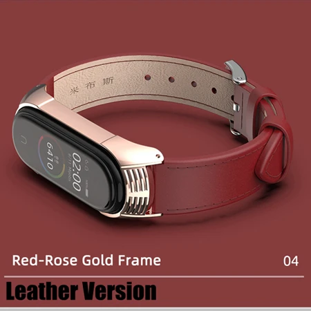 485-R Mijobs Adjustable Stainless Steel Wrist Strap For Xiaomi Mi Band 4 Metal Strap For Mi Band 3 Bracelet Leather Miband 4 3 New - Цвет: 485-R