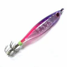 1Pcs Hard Fishing Lure Squid Hook Luminous Wobblers Jigs Octopus Cuttlefish Wood Shrimp Hard Baits 3D Eyes