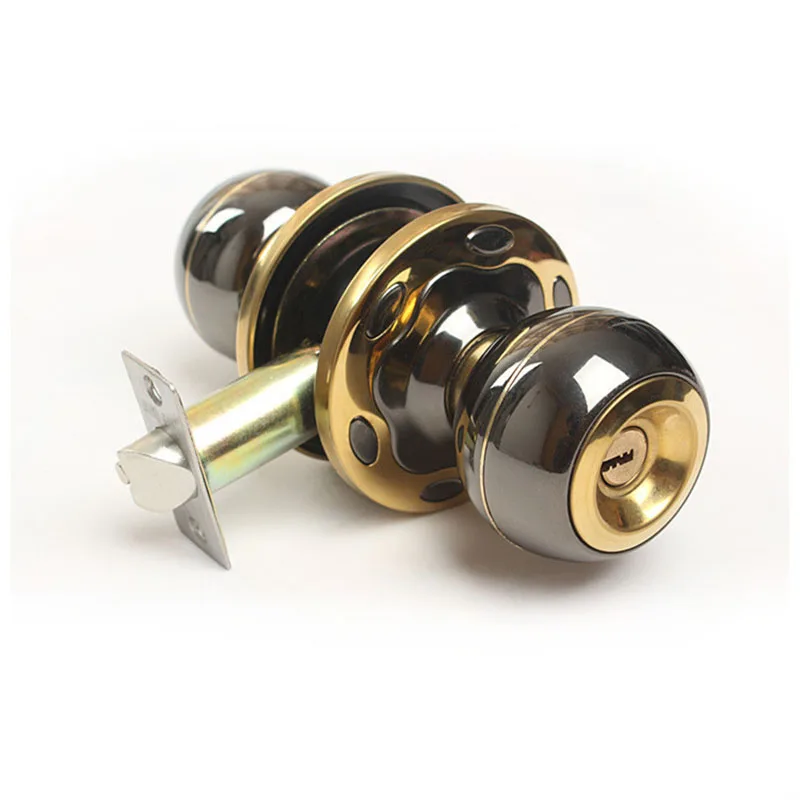 

AiCinBel Brushed Round Door Knobs Handle Entrance Passage Lock W/ Key Bathroom Internal Door Knob Pair