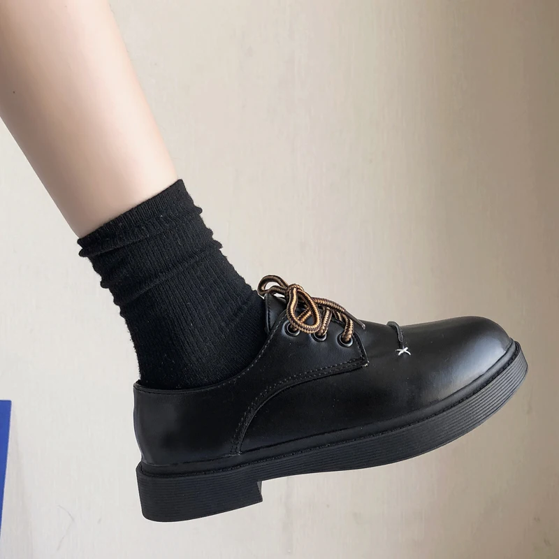 

Womens Derby Shoes Female Footwear British Style 2019 Fashion Women's Autumn Round Toe Casual Sneaker Leather Dress Summer