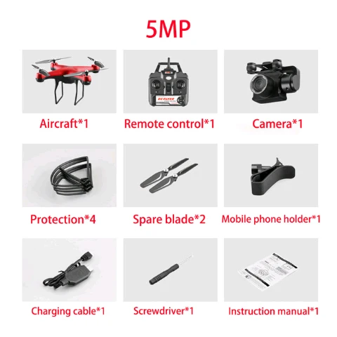 Радиоуправляемый Дрон ESC камера HD 4K wifi FPV высота удержания Квадрокоптер, Дрон Безголовый режим беспилотник selife пульт дистанционного управления Вертолет Самолет - Цвет: 5MP Camera Red