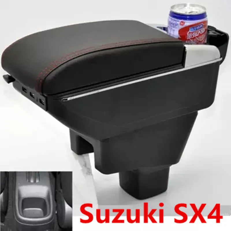 Для Suzuki SX4 подлокотник коробка зарядка через usb увеличивает двухслойный центральный магазин содержание держатель стакана, пепельница аксессуары