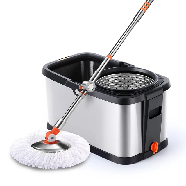 Household Stainless Steel Handle Double-drive Rotating Mop Bucket