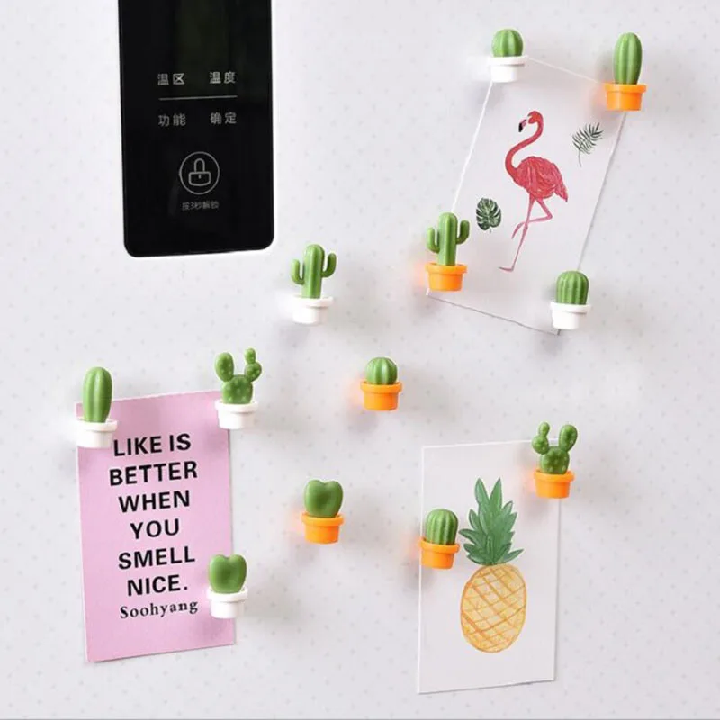 

Cartoon Cactus Fridge Magnet Succulent Plant Refrigerator Message Sticker Creative Three-dimensional Fridge Magnets Home Decor