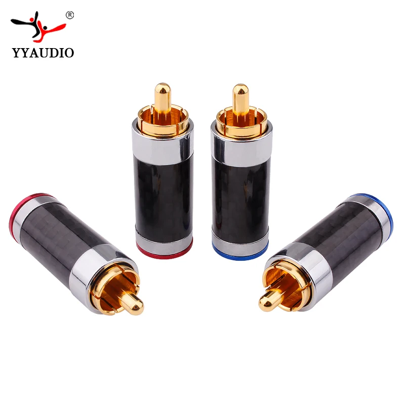 YYAUDIO разъем RCA штекер из углеродного волокна позолоченный штекер HiFi аудио разъем динамик RCA разъем адаптер припой провода RCA Termina