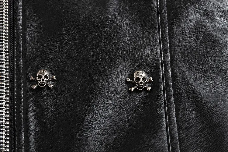 Мужские черные кожаные куртки, мужские пальто, 5XL, модные, двойные, на пуговицах, с черепами, мотоциклетная, искусственная кожа, верхняя одежда, мужская куртка, брендовая одежда