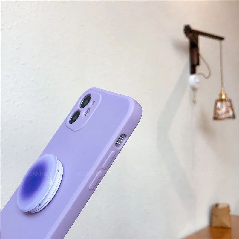 Gradient Square Phone Holder Case On For Samsung Galaxy S21 S20 Fe Ultra Plus Lite 5g S 21 20 S30 Girl Cute Stand Silicone Cover