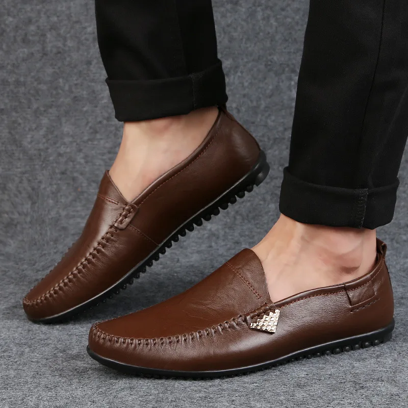 

Autumn MEN'S Casual Leather Shoes Men's Genuine Leather Soft Bottom Nappa Business MEN'S SHOES Winter Versatile Cowhide Peas Sho