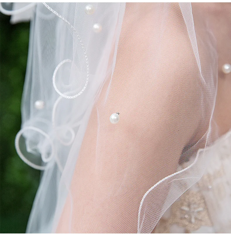 Женская свадебная вуаль платье слоновой кости Многослойная лента из органзы Край Свадебные аксессуары для вуалей TS079