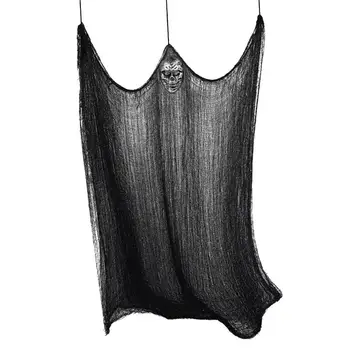 

UNOMOR Cotton Yarn Creepy Black Gauze Ghost Cosplay Accessory Ghost Mask for Haunted House Halloween Home Decor