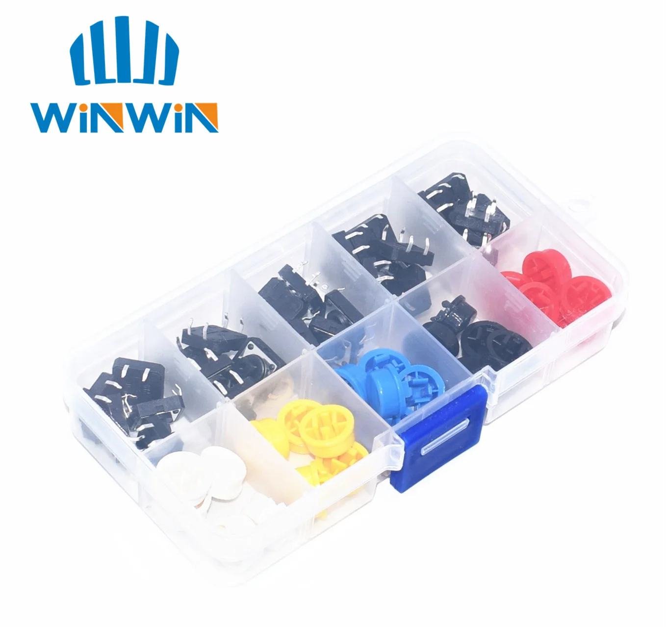 

25PCS Tactile Push Button Switch Momentary 12*12*7.3MM Micro switch button + 25PCS Tact Cap(5 colors)