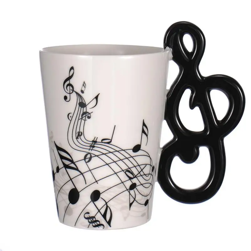 Creative Music Violin Guitar Ceramic Mug Coffee Tea Milk Stave Cups with Handle Coffee Mug Novelty Gifts for Wedding Birthday - Цвет: 13