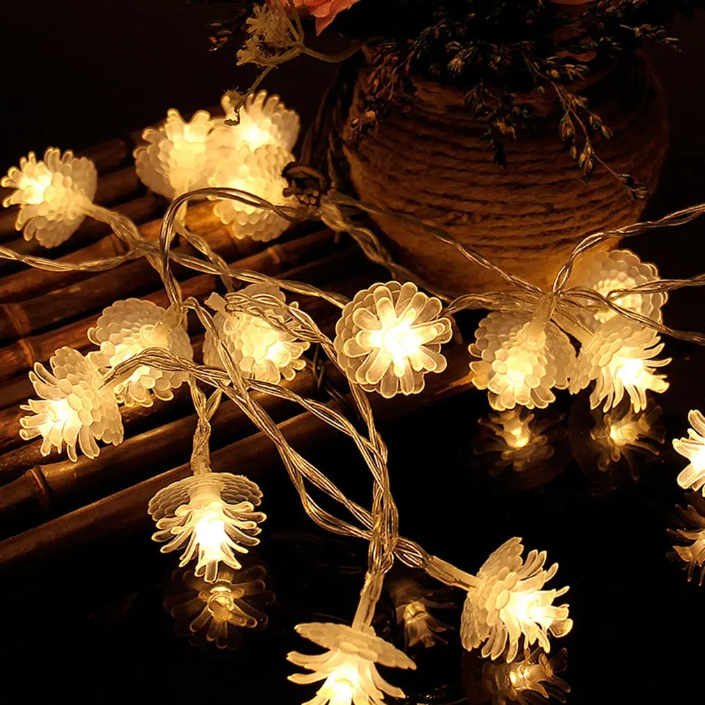 

2.2m 20LEDs Fairy String Pine Cone Shape Decorative Lights Battery Operated Wedding Christmas Outdoor Patio Garland Decor