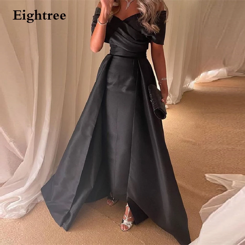 

Eightree Black One Off Shoulder A Line Saudi Arabic Formal Prom Gowns Party Dress Sweetheart Long Evening Night Dresses Vestidos