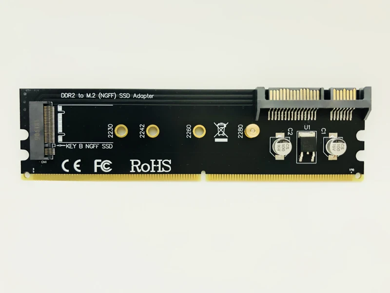 M.2 DDR2 слот адаптер Райзер DDR на M2 SSD Riser B Ключ NGFF M.2 SSD конвертер карта SATA питание 7Pin SATA порт передачи данных на материнскую плату