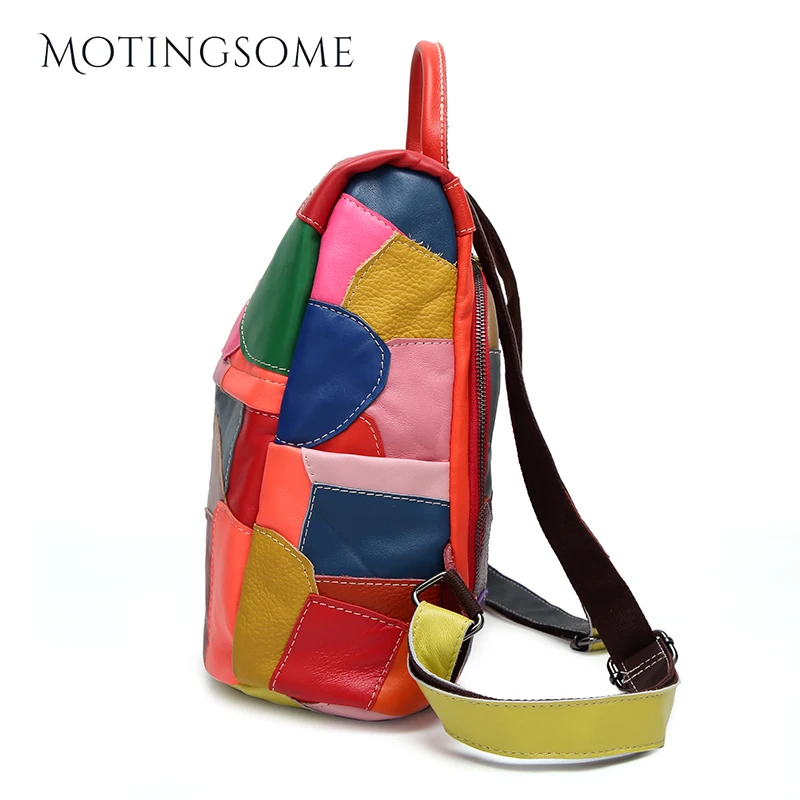 Рюкзак из натуральной овечьей кожи цветной летний рюкзак в стиле пэчворк