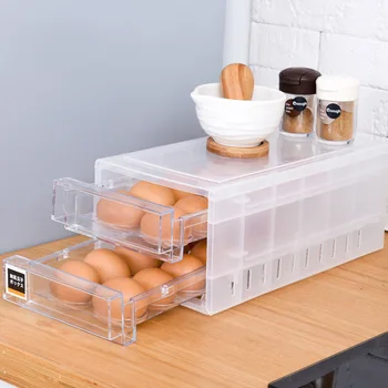 

Double Layers Egg Trays Drawer Type Egg Holder Organizers for Refrigerator Kitchen for 24 Eggs OCT998