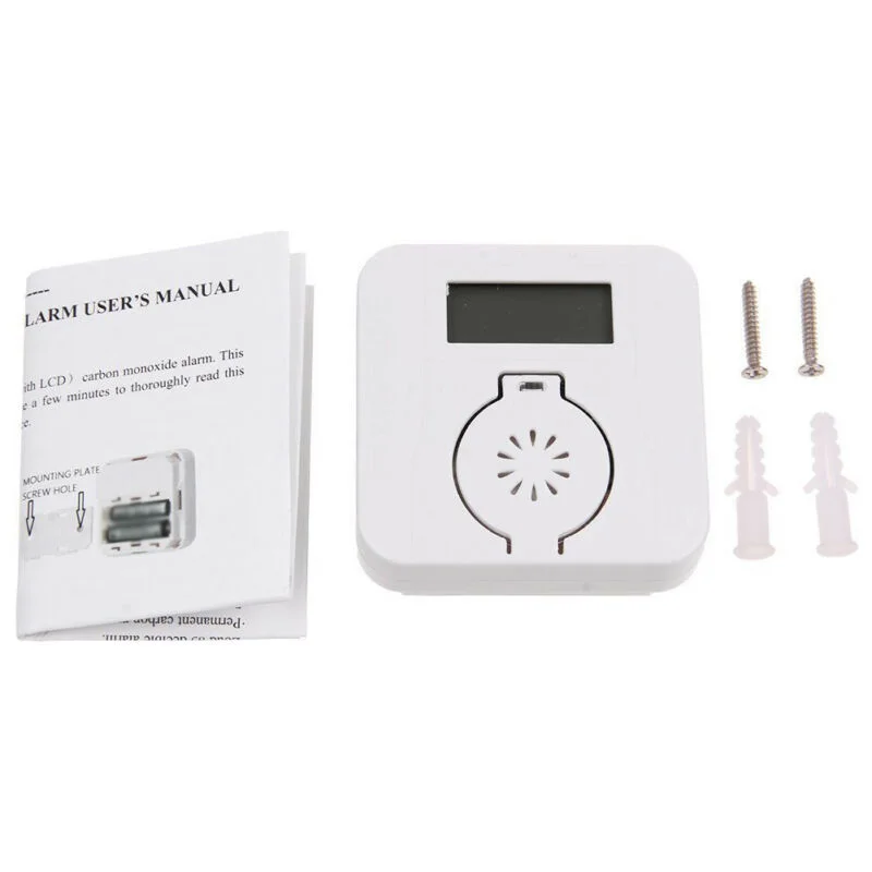 White CO Gas Warning Alarm Mini Monoxide&Smoke Detector W/ Memory Function