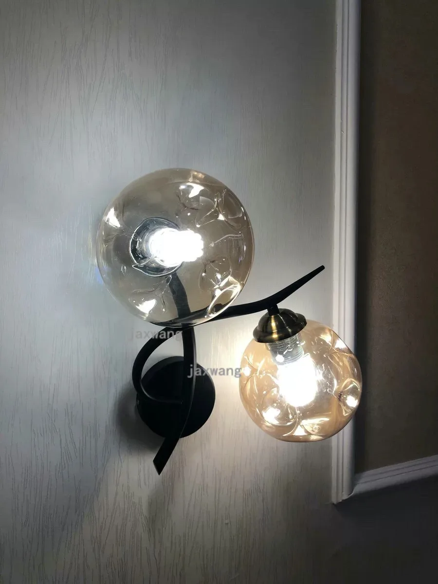Nordic LED Wall Lamp Glass Lighting Light Fixtures Creative Bedside Lamp Living Room Home Indoor Sconces Wall Lamps Modern Decor