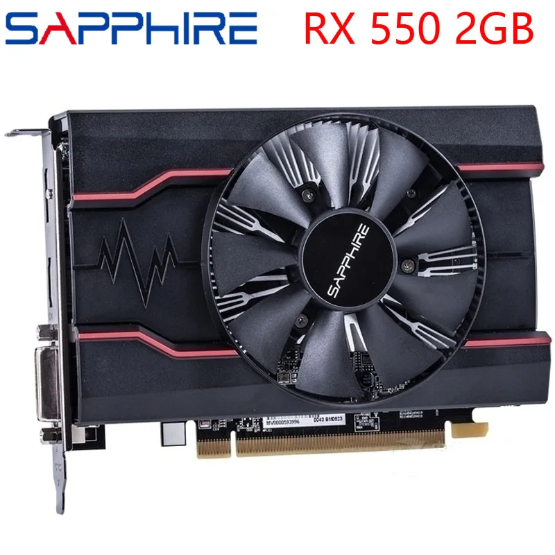 SAPPHIRE RX550 2G B видеокарта GDDR5 видеокарты для карт серии AMD RX 500 RX 550 2G D5 Radeon RX550-2G B HDMI DVI б/у