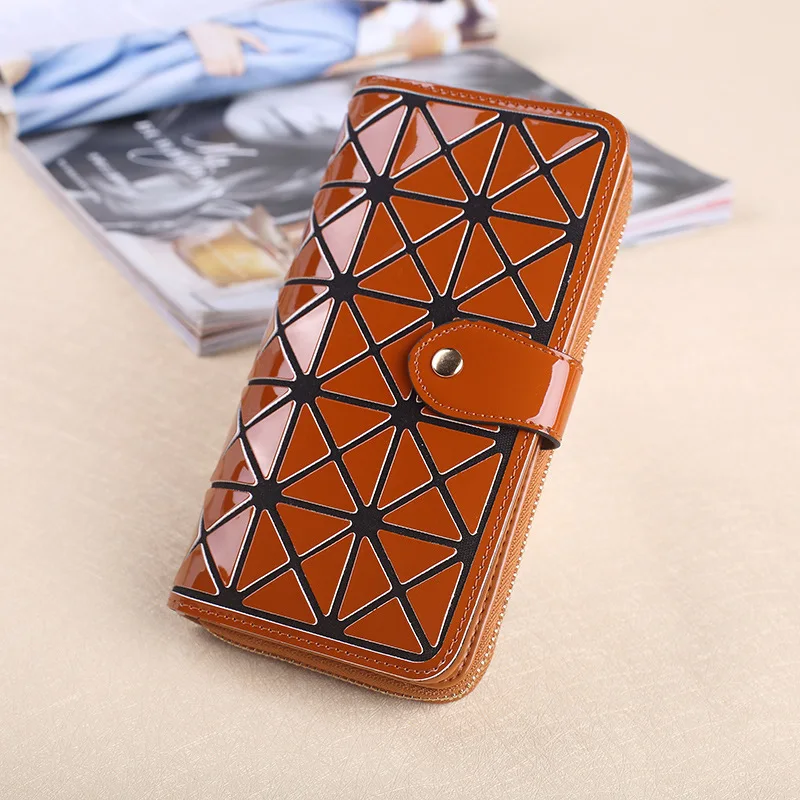 

2019 New Style Women's Long Wallet Pu Geometry Rhombus Leather Wallet Simple Fashion Clutch Bag Purse
