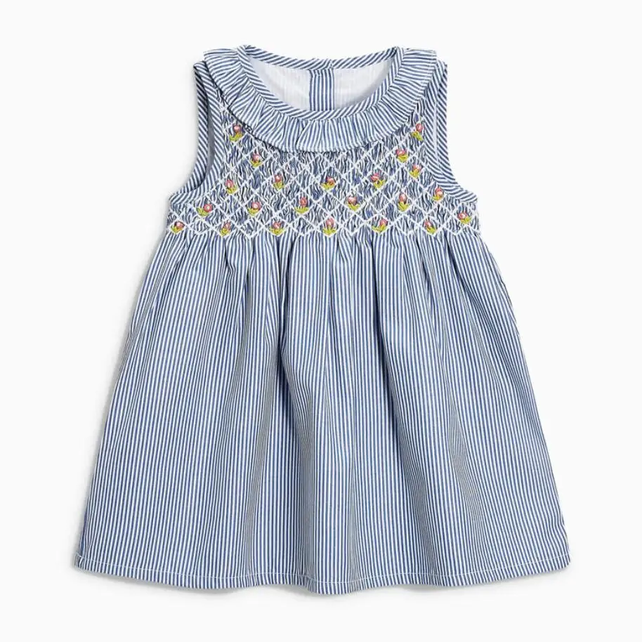 striped Little maven/Новинка г.; летняя одежда для маленьких девочек; Брендовое платье; детское Хлопковое платье без рукавов с аппликацией в виде животных; сарафан с цветочным принтом - Цвет: striped