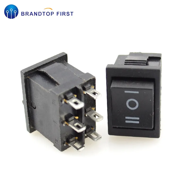AC 6A/250V 10A/125V 6 Pin 21*15mm 2 положения 3 лодки кулисный переключатель на выключение KCD1
