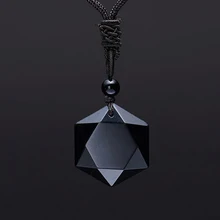 Ожерелье, подарок, энергия, удача, простой кристалл, обсидиан, винтажное, Fabala, ювелирное изделие