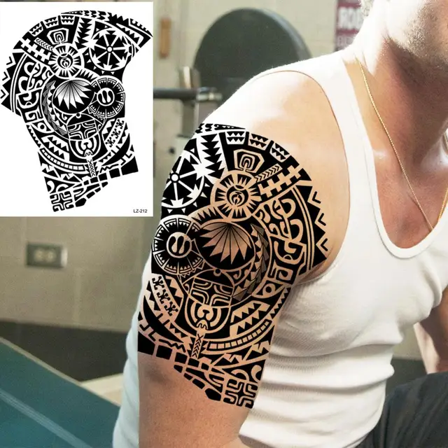 Tatouage temporaire de grand Lion noir pour hommes adultes, autocollant de chevalier à ailes réaliste, tigre Cool, bras de poitrine 5