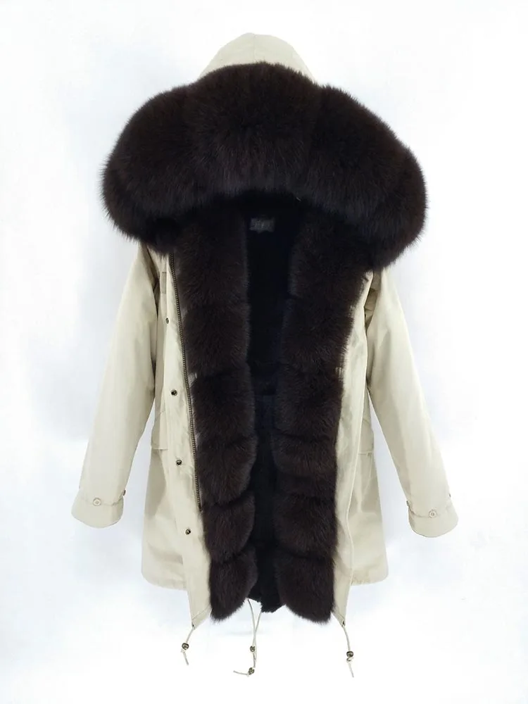 Женское пальто на натуральном меху FURTJY, парка длинная, теплая, с лисьим меховым воротником, съемная подкладка, зимний сезон - Цвет: 8