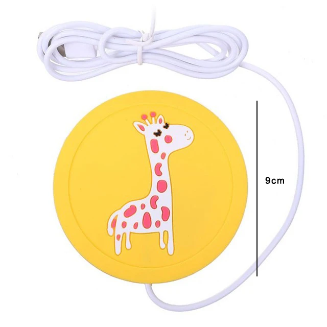 Giraffe Мультяшный силиконовый коврик USB нагревательная подставка термостойкие портативные круглые подставки для напитков Нескользящие настольные чашки теплые чашки - Цвет: Giraffe