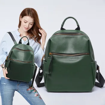 

2020 new European and American fashion solid color PU female shoulder bag ladies bag leisure travel backpack women's leather bag