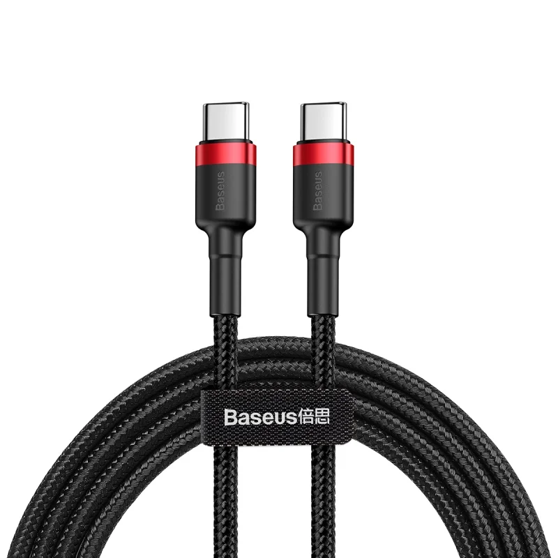 Baseus usb type C для usb type C кабель для samsung S8 S9 Plus Xiaomi Мобильный телефон PD 60 Вт QC3.0 3A кабель для быстрой зарядки для type C - Название цвета: 2M Black Red