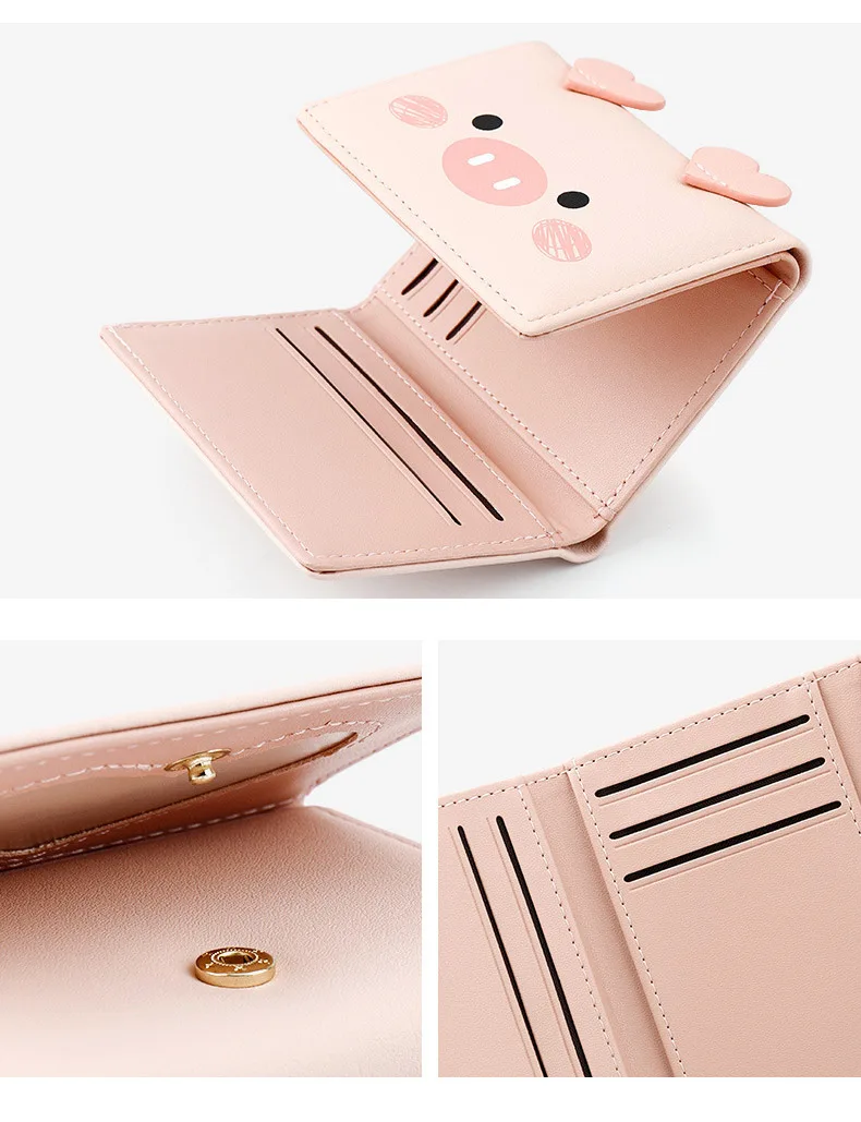 Cartoon Pig Cute Kawaii Wallet for Teen Girl Small Candy PU Leather Rfid Wallets Women 2019 Ladies Hasp Fashion Handy Coin Purse (4)