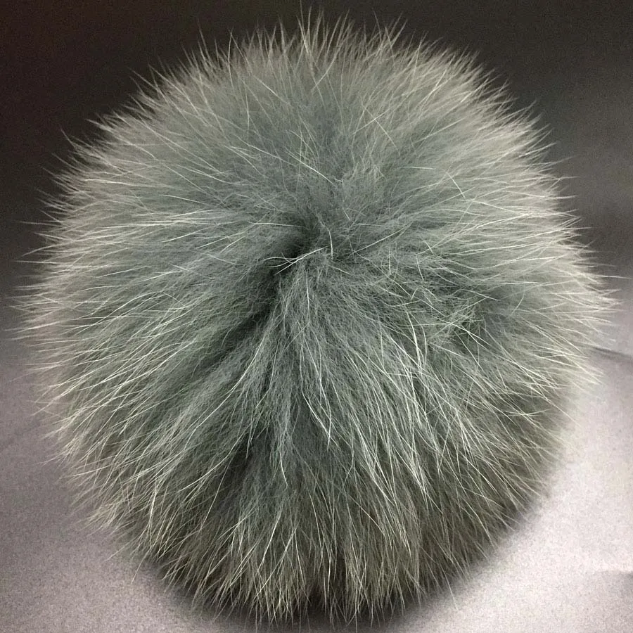 DIY 14 см большие помпоны из лисьего меха пушистые меховые шарики для вязаной шапки зимние шапочки брелок и шарфы помпоны из натурального меха - Цвет: grey