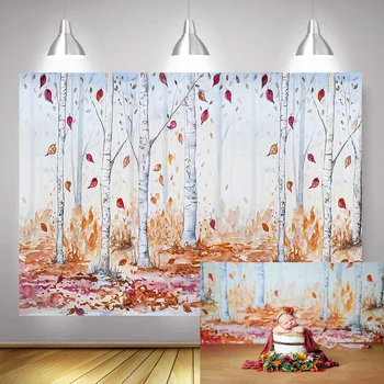 

Maple Leaf Photography Backdrop for Photo Shoot Newborn Baby Portrait Photo Background Autumn Jungle Forest Photocall Props