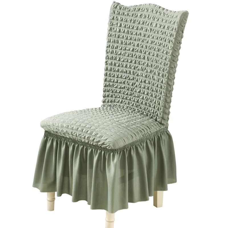 Современные Пузырьковые клетчатые эластичные чехлы на кресла, одноцветные съемные чехлы на стулья для столовой, свадебный Декор для дома - Цвет: Зеленый