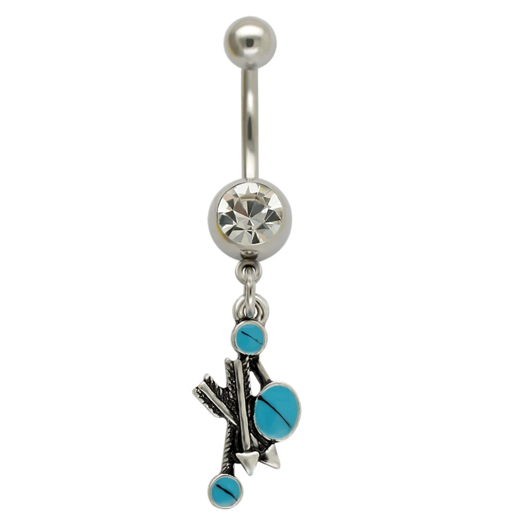 Jhjt 14g Dangle Arrow Navel Belly Button Rings 316l Stainless Steel