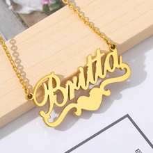 Custom Name Necklaces For Women Girls Personalized Gold Heart Ribbon Nameplate Necklace Stainless Steel Choker Jewelry BFF Gifts Custom Name Necklaces For Women Girls Personalized Gold Heart Ribbon Nameplate Necklace Stainless Steel Choker Jewelry BFF Gifts