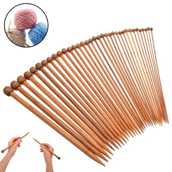 

36Pcs/Set 25/36CM Knitting Needles Single Pointed Carbonized Bamboo DIY Crochet Weave Yarn Knitting Needles Home Household Craft