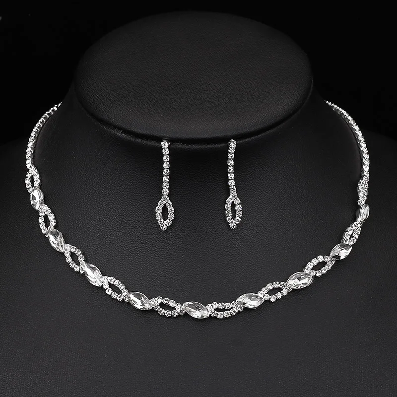 Style 17 BLIJERY, Модные Ювелирные наборы для невесты, для женщин, горный хрусталь, кристалл, ожерелье, серьги, наборы, для выпускного, свадебные ювелирные наборы - Окраска металла: Style 17