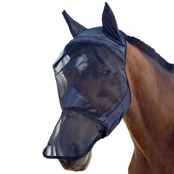 

Horse Detachable Mesh Mask With Nasal Cover Horse Fly Mask Horse Full Face Mask Anti-mosquito Nose With Zipper