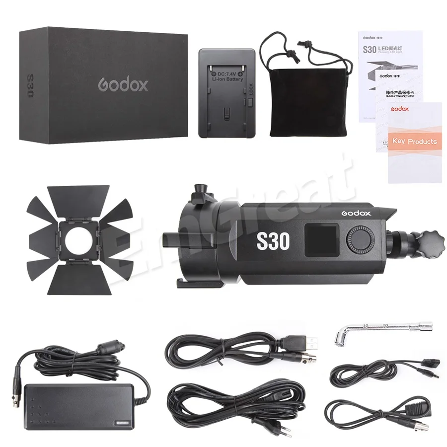 Godox S30 30 Вт фокусирующий СВЕТОДИОДНЫЙ светильник Точечный светильник 5600 к цветовая температура CRI 96+ TLCI 96+ 10%- Регулировка непрерывный светодиодный светильник